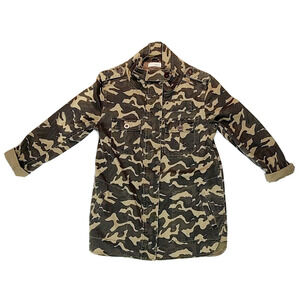 Kersh Utility Camo Camouflage Jacket Full Zip Buttons Pockets Women’s Size Small